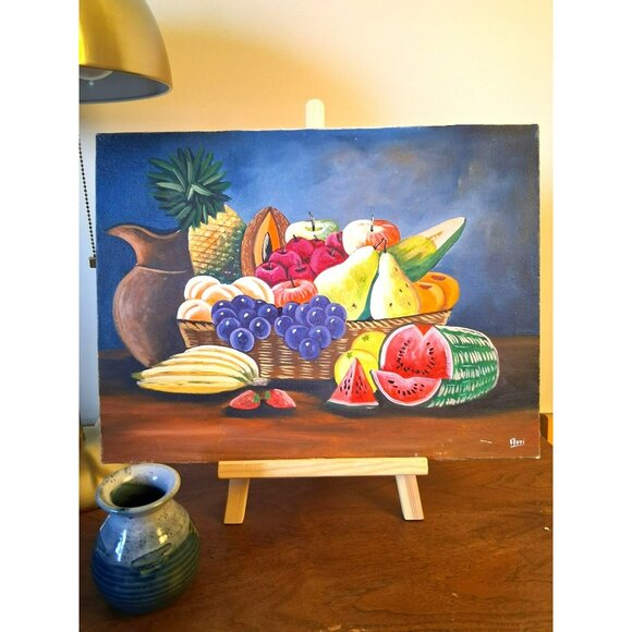 Oil Painting On Canvas Still Life Fruit Artist Signed By Floyi - Picture 1 of 9